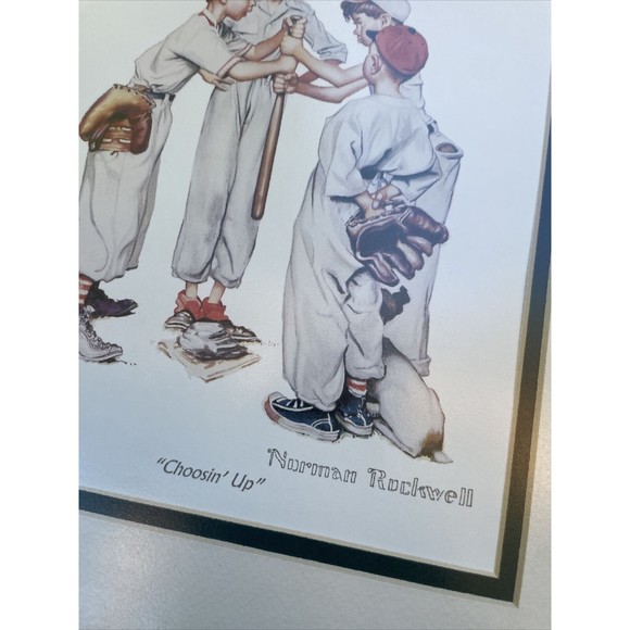 Norman Rockwell Oak Frame Matted, Glare Resistant Glass Boys Playing baseball - Picture 3 of 9